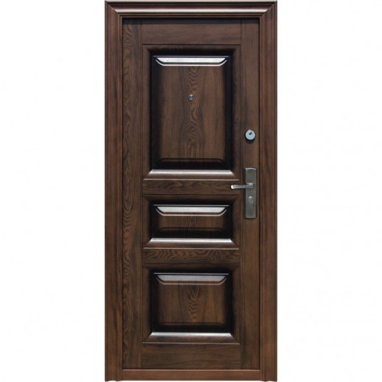 Usa Metalica De Exterior Cu Izolatie Si Vizor Novo Doors Nd7001 Deschidere Stanga 2 Yale Dimensiune 200x86 Centimetri Tabla 0 7 Mm Balamale Si Clanta Incluse Toc De 7 Centimetri Pentru Casa Si Apartament Maron