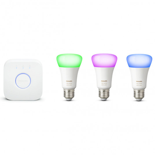 pachet 3 becuri inteligente led rgbw philips hue